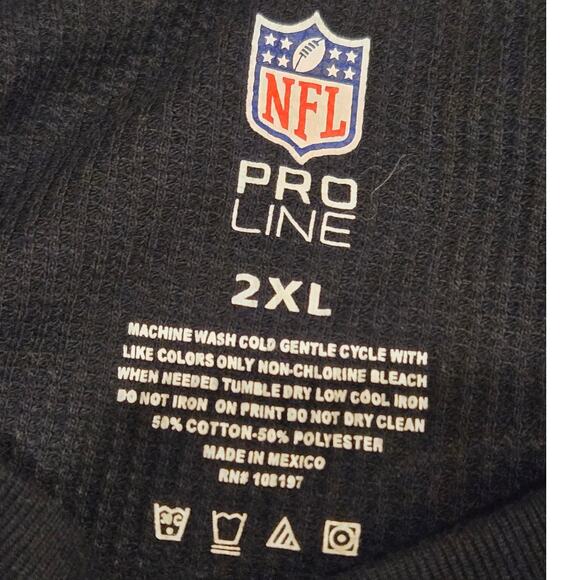NFL Pro Line Colts Waffle Knit Black Metallic Silver T-Shirt Long Sleeve Men 2XL - Picture 5 of 7